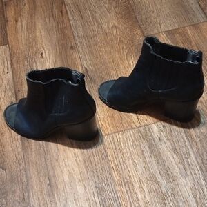 BCBG Paris Black Ankle Booties Sleek Suede Design Open Toe